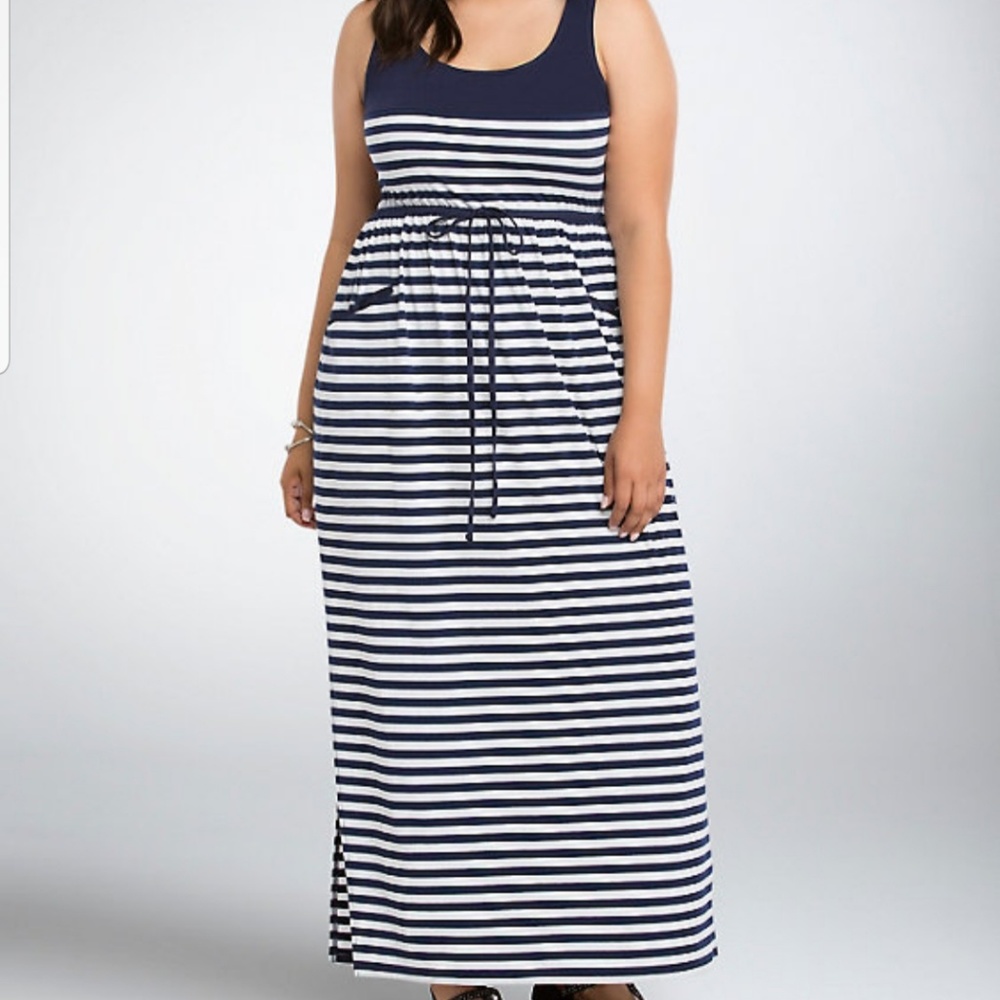 Navy Striped Torrid Maxi Dress Size 1 1x